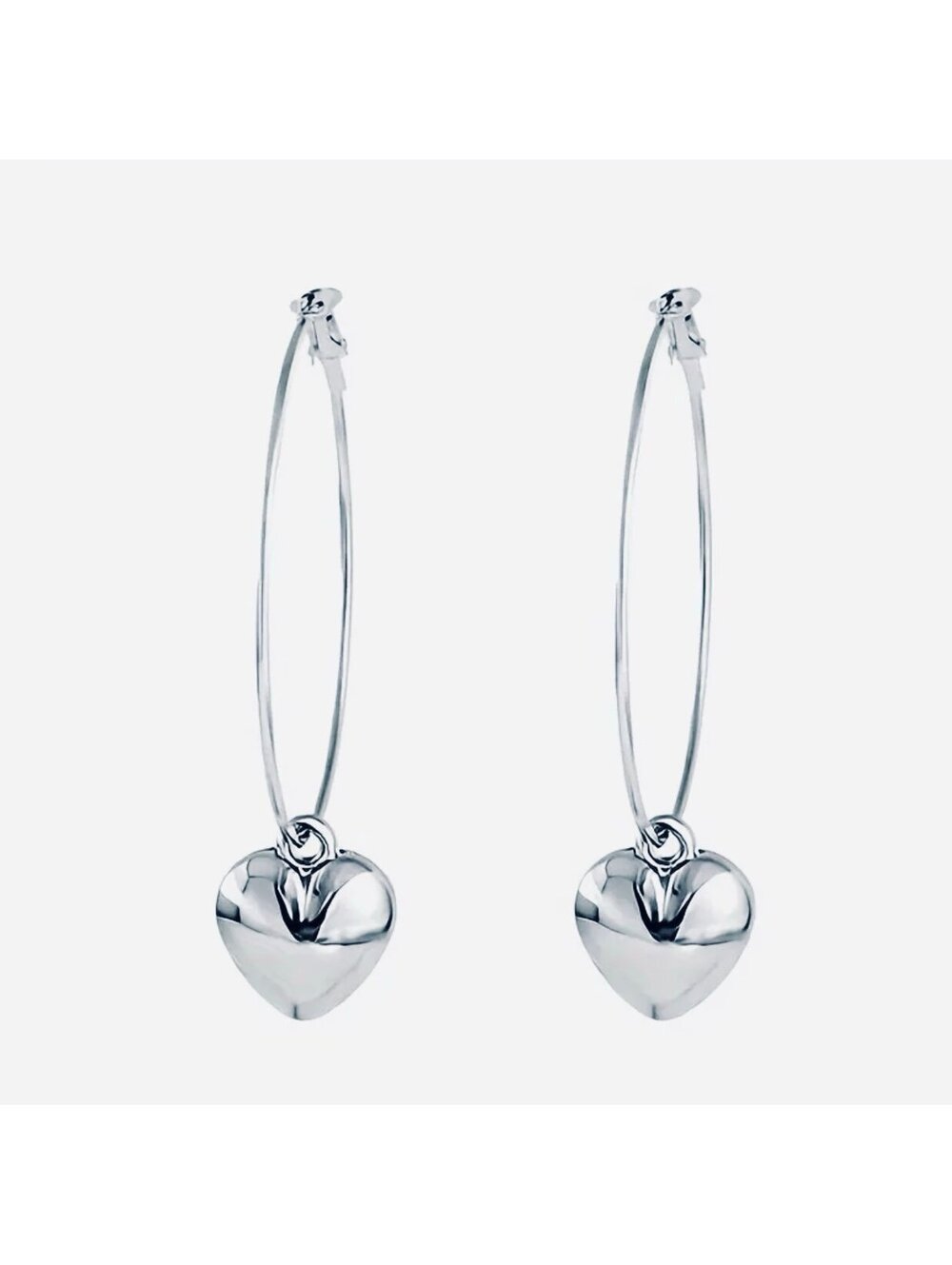 New - Silver -Chic Drop Earrings -Trendy Heart Design